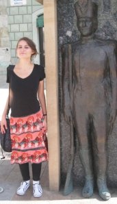 Wearing the skirt while inter-railing in the summer of 2009. 